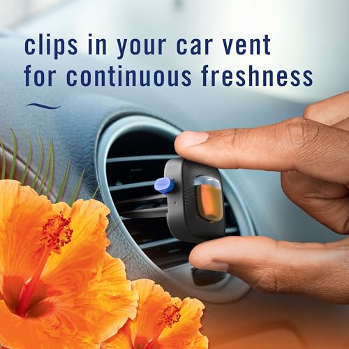 Image of Febreze AUTO Air Freshener, Odor-Fighting Automotive Vent Clip, Scented Car Accessories, Long Lasting for Strong Odors, Tropical Beach Scent, 2 Count