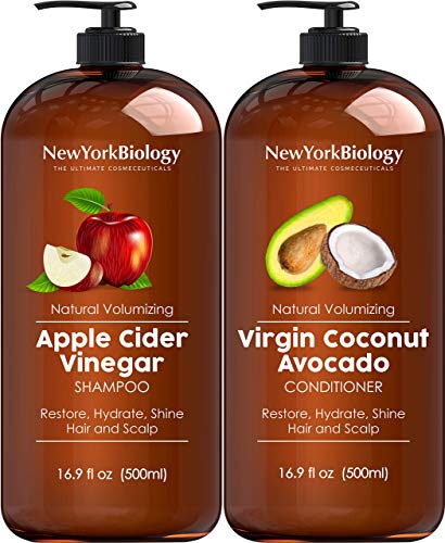 Apple Cider Vinegar Shampoo and Coconut Avocado Oil Conditioner Set - Helps Restore Shine, Hair Gloss and Hydration for Dry Hair and Itchy Scalp  Clarifying and Nourishing  16.9 fl Oz