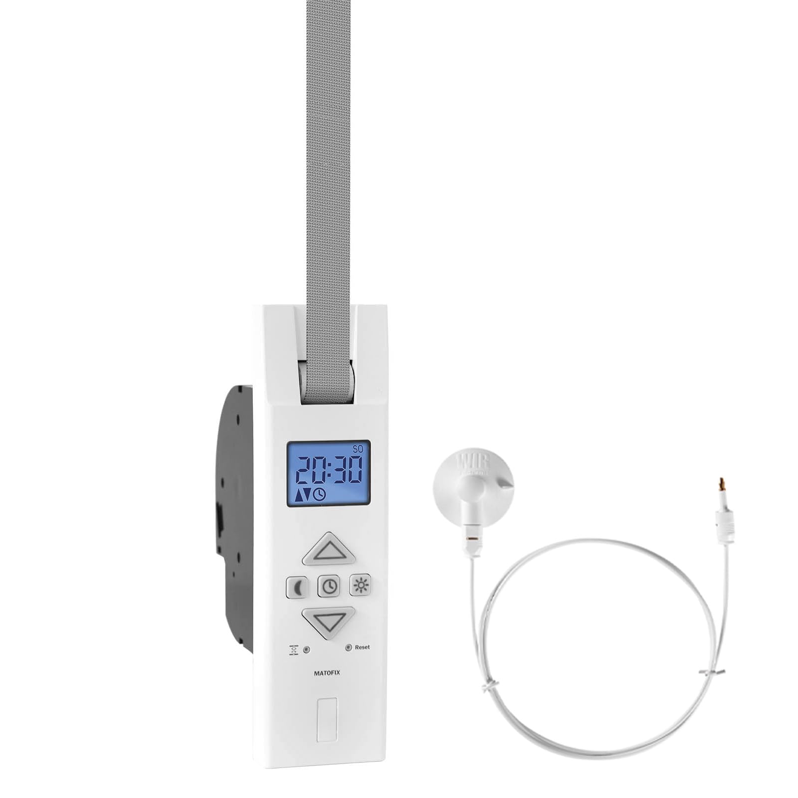 ATTAS MATOFIX PRO + sensore solare avvolgitore elettrico cinghia fino a 45 kg23 mm, a incasso, azionamento universale per tapparelle con display, tempi di guida regolabili (1)