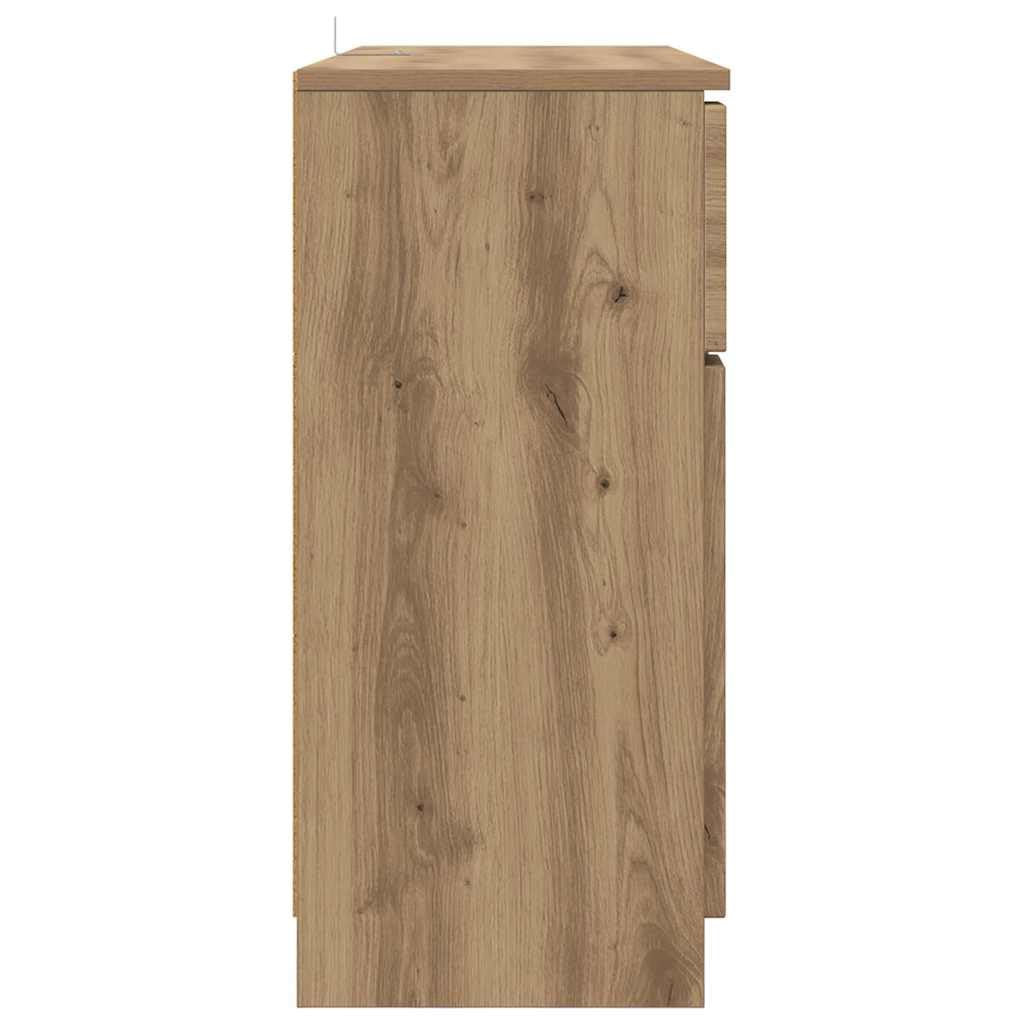 Sideboard 100 cm Breit in Artisan-Eiche Holzwerkstoff Modernes Wohnzimmerschrank mit 2 Türen & Schublade Robustes Lowboard für Living Room Esszimmer Flur