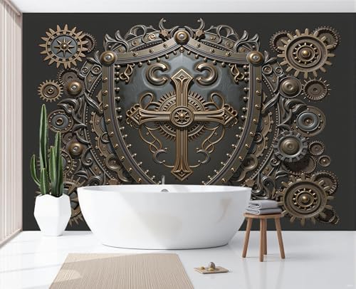 Fresque murale pour salon style steampunk luxe et relief 3D
