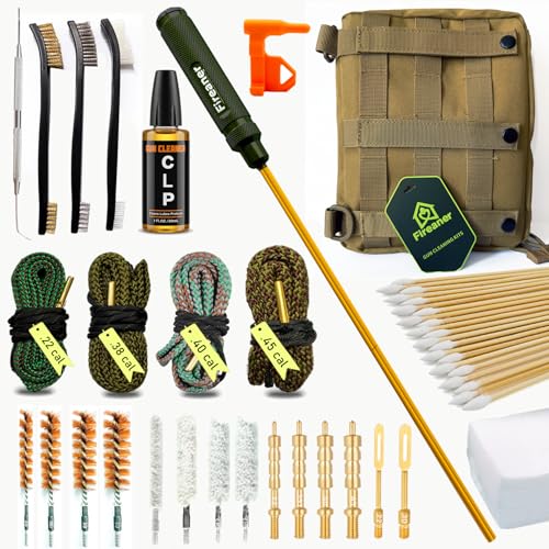 Fireaner Multi-Caliber Handgun Cleaning Kit - Brass Bore Brush, Chamber Tool & Bore Rope with Range Bag for Pistol (Multi-Caliber Handgun)