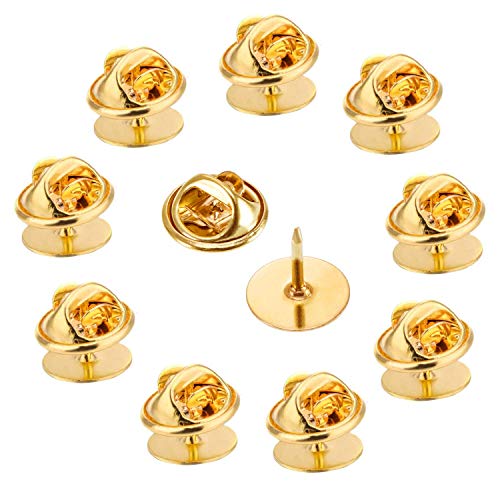 Image of DIY Crafts Butterfly Clutch with 10MM Blank Pins, Gold Tie Tacks Blank Pins with Clutch Back for Craft Making, Badge Insignia, Citation Bars, Service Bars, Toy Pins and Jewelry Making Set:- (25)