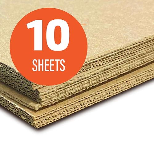 Image of Flipside Products 32 inch x 40 inch Kraft Two Sided (E-Flute) Corrugated Project Sheets, Cardboard Sheets, Flat Packing Inserts, Crafts, Pads Packing, Brown, Pack of 10