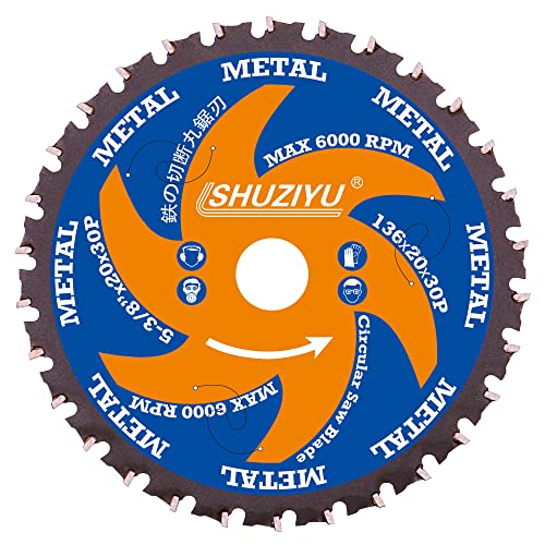 Lshuziyu 5-3/8"(136Mm)-30T, Ferrous Metals Cutting Circular Saw Blade, Arbor 20Mm With 5/8" Washer, Compatible With Cordless Saw, Metal, Steel Iron Bar, Sheet, Angle Cutting #TOP1