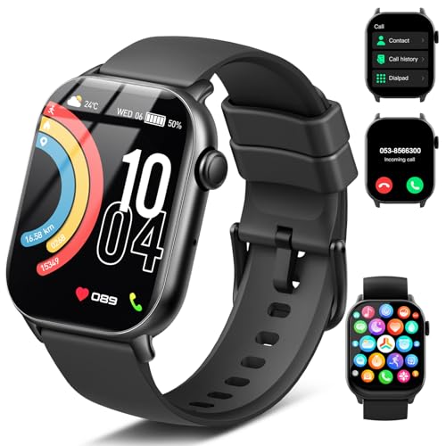 Smartwatch Herren Damen, 1.96' HD Fitnessuhr mit Telefonfunktion Smart Watch mit SpO2 Pulsuhr Schlafmonitor Schrittzähler Uhr, 110+ Sportmodi Fitness Tracker IP68 Wasserdicht Sportuhr für Android iOS