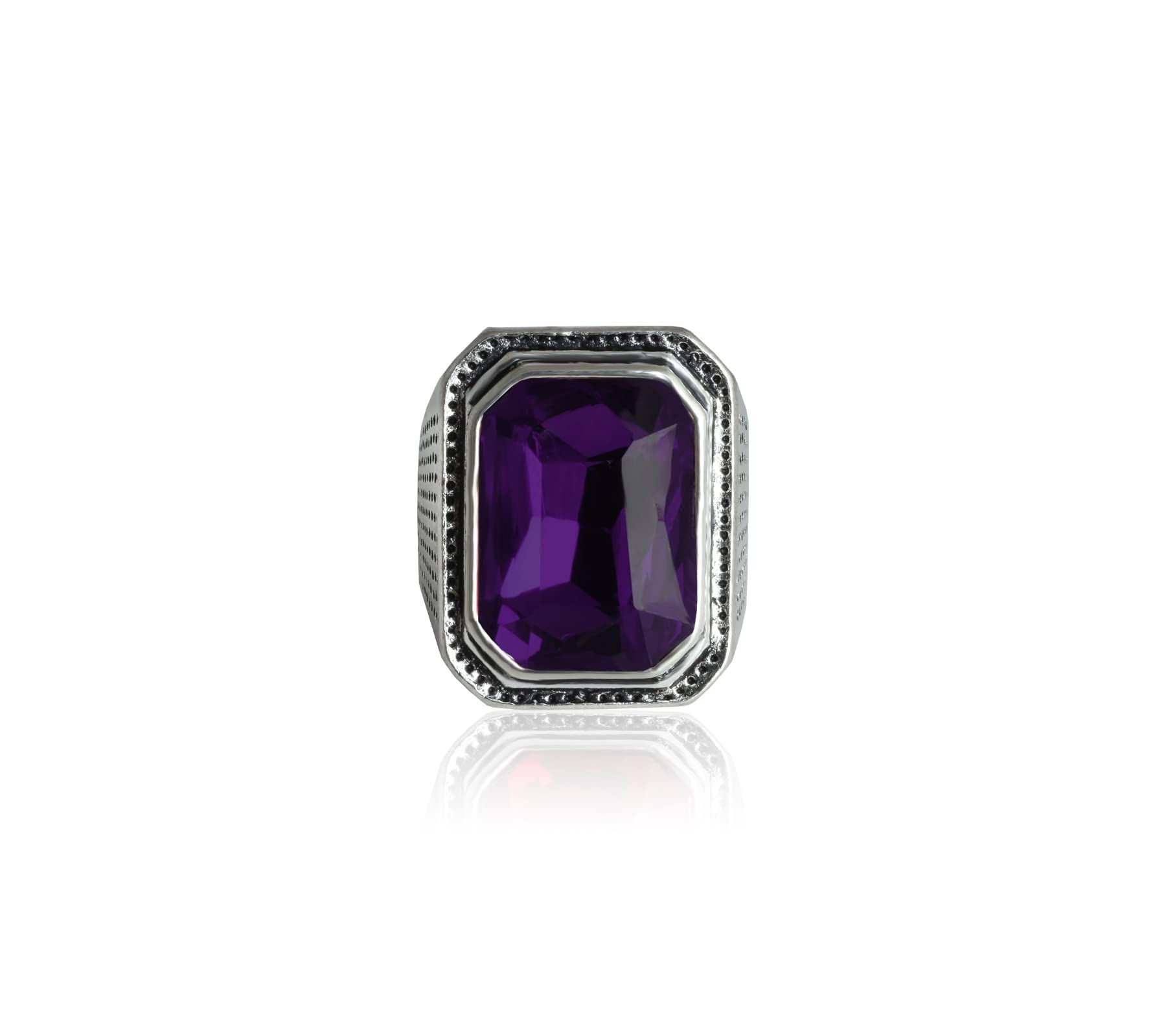 Waama Jewels Stylish AD Studded Silver Metal Rings for Men & Boys (Purple, 18) (B0B2WN2SJ7) Amazon Price History, Amazon Price Tracker