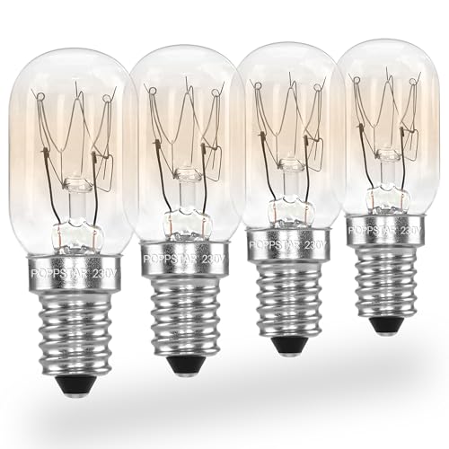 POPPSTAR 4 Pièces Ampoule de Réfrigérateur E14 15W, Lampe pour Réfrigérateur, Machine à Coudre, Congélateur, Lampe en Cristal de Sel (2700K blanc chaud, 150 lumens)