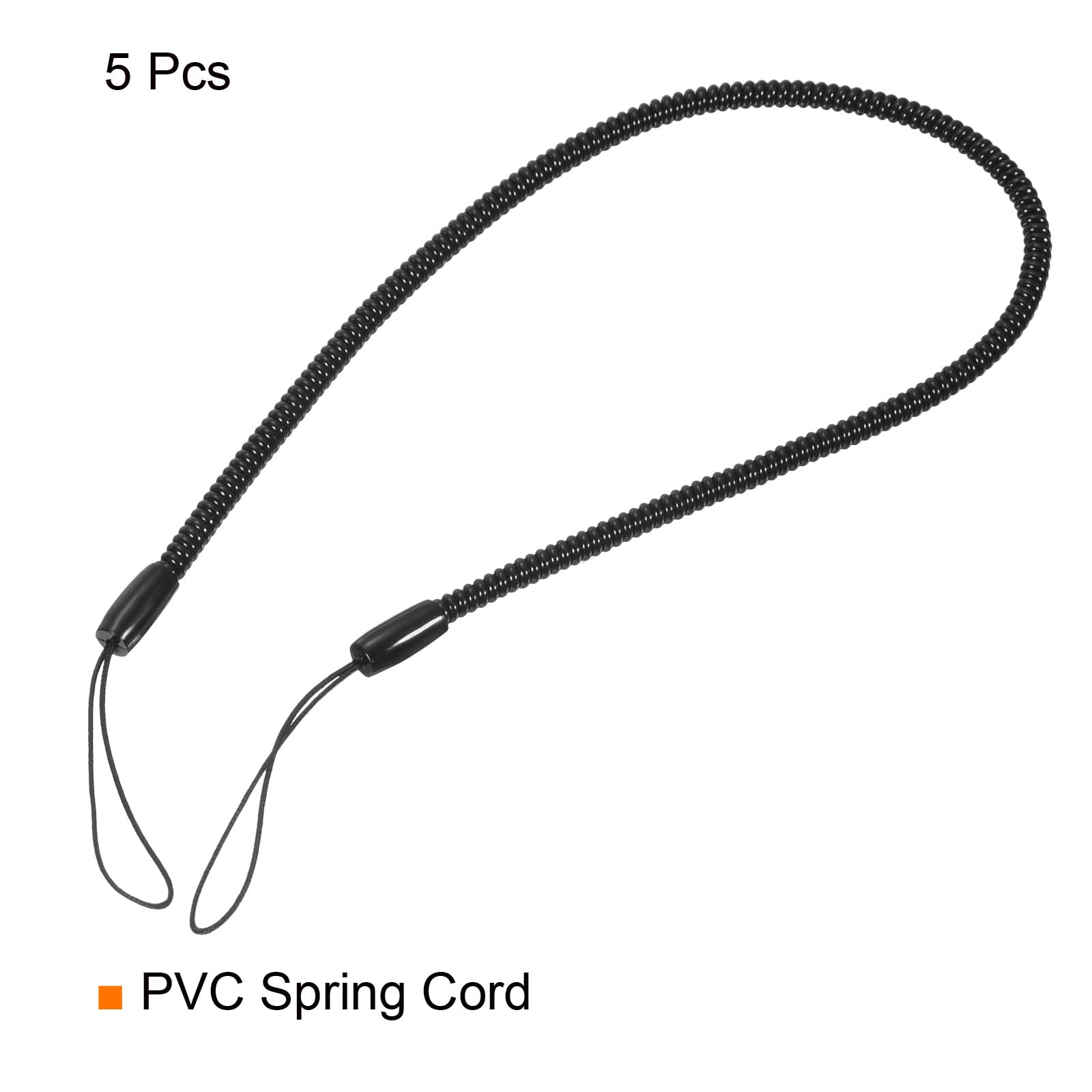PATIKIL Retractable Spring Coil Straps 11", 5 Pack Plastic Spiral Stretchy Key Holder Stylus Lanyard Cord, Black - Image 3