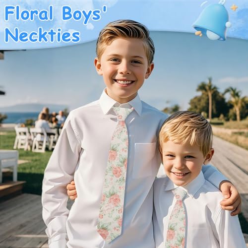 Floral Boys Tie, Cotton Pre-Tied Ties for Boys Girls Wild Flower Kids Neckties for School Wedding Uniform4