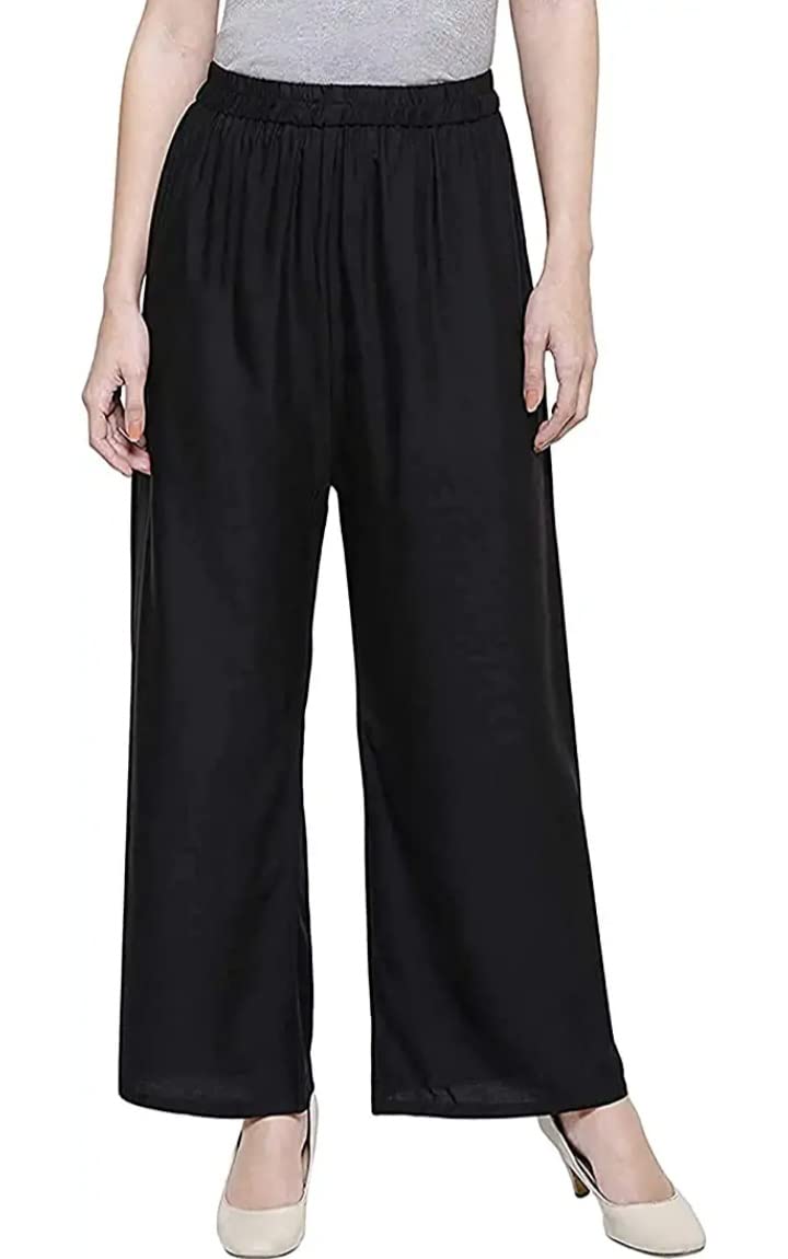 Palazzo Pants for Women | M to 5XL | Plus Size Palazzos for Women | Non- Transparent | Plazo for Women-BLACK-2XL-picture-46