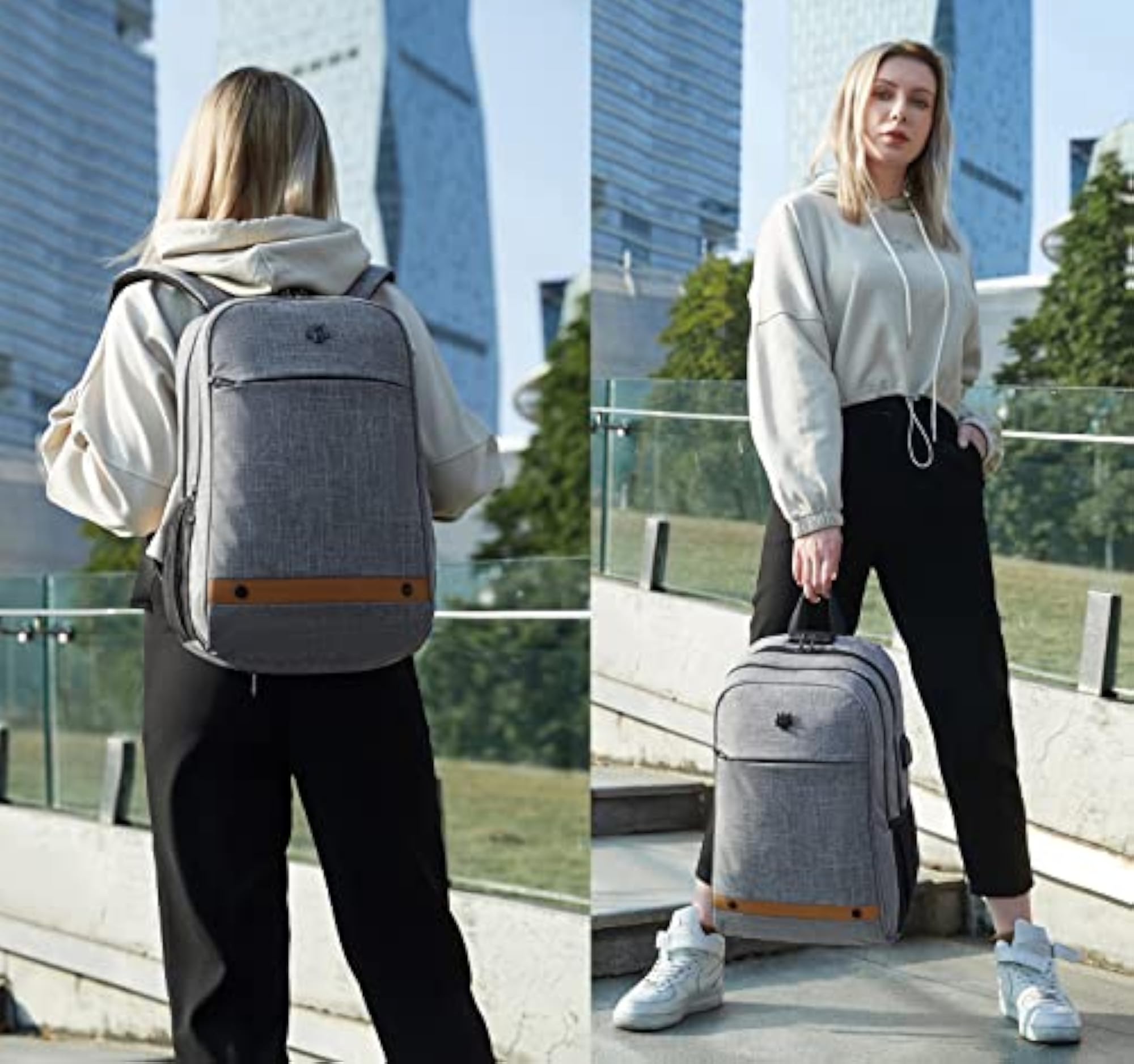 Golden Wolf Laptop Backpack with Lock Waterproof