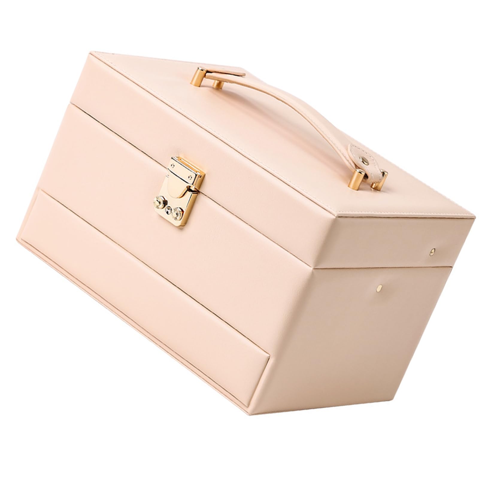 Joyero de apertura automática, organizador de cuero de 3 niveles para aretes, collares, anillos, estuche de almacenamiento apto para viajes, estuche de joyería con múltiples compartimentos