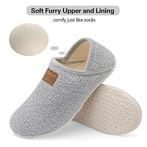 Image of Spesoul Fuzzy House Slippers for Women Men Indoor Closed Back Lightweight Cozy Faux Furry Lining Barefoot House Shoes Slipper Socks for Bedroom Home Office Yoga Outdoor Walking Shoes