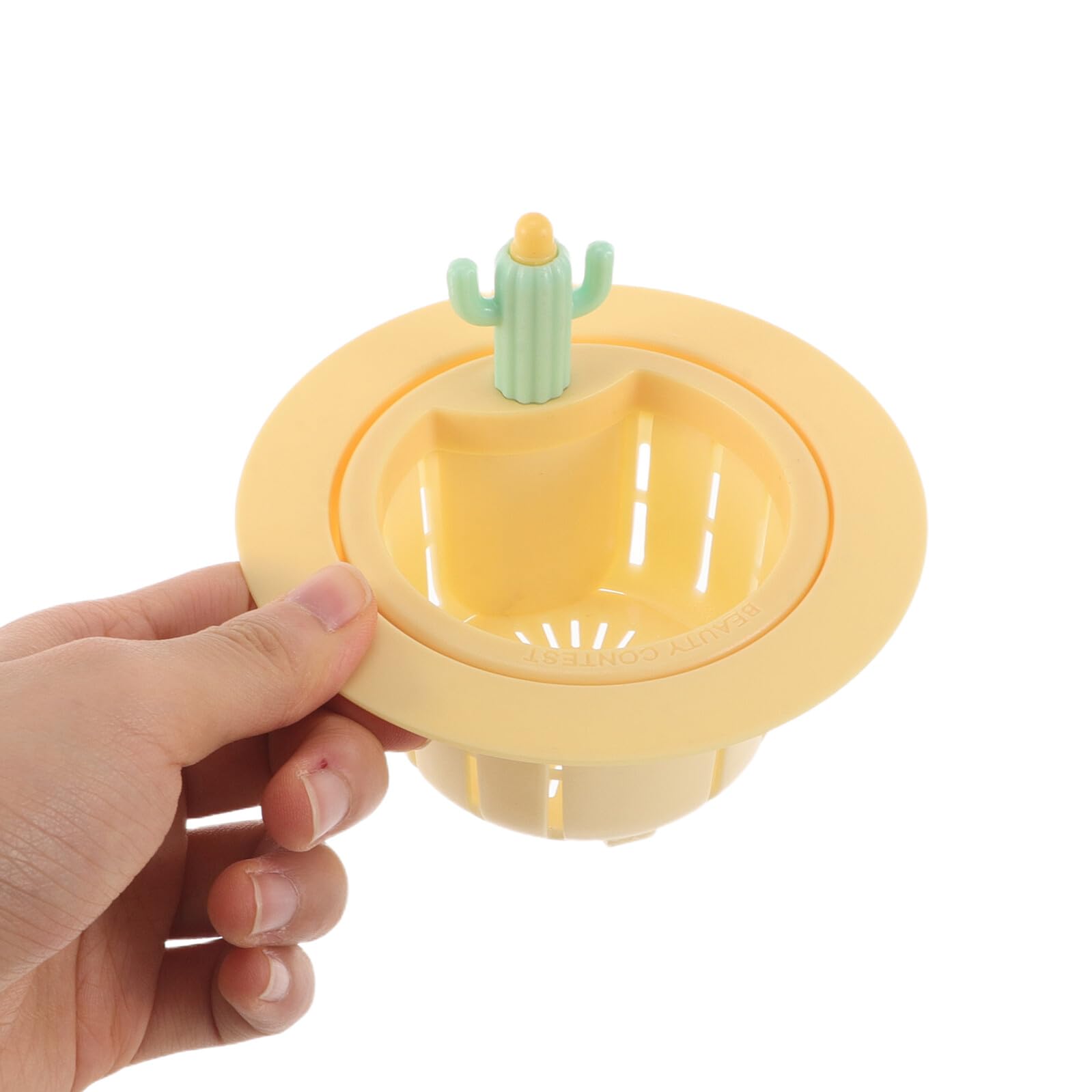 Mikikit Colador de Drenaje para Fregadero de Cocina Forma de Cactus Amarillo Filtro de Plástico Resistente 5 Piezas para Recogida de Residuos Cesta Coladora Práctica para Uso Doméstico