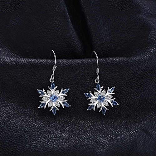 Fenfangxilas Fashion Stud Drop Dangle Earrings Set For Women Girls Women Faux Sapphire Inlaid Snowflake Dangle Hook Earrings Wedding Jewelry Gift - Kyed0228 #TOP3