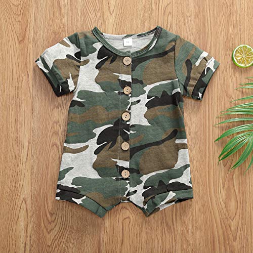Iddolaka Newborn Summer Baby Boy Girl Romper Bodysuit Jumpsuit Playsuit One Piece Outfit Clothes (Short Sleeve Camouflage, 0-3 Months) #TOP1