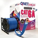 Cat6A Shielded Plenum Ethernet Cable 1000ft – CMP F/UTP 23AWG Solid Bare Copper, 10Gb 750MHz Bulk Network Cable, PoE++ for Offices, Data Centers, IP Cameras, WiFi Access Points (Blue)