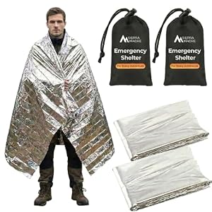 Sierra Madre Emergency Mylar Blanket, Waterproof Survival Shelter (Pack 2)