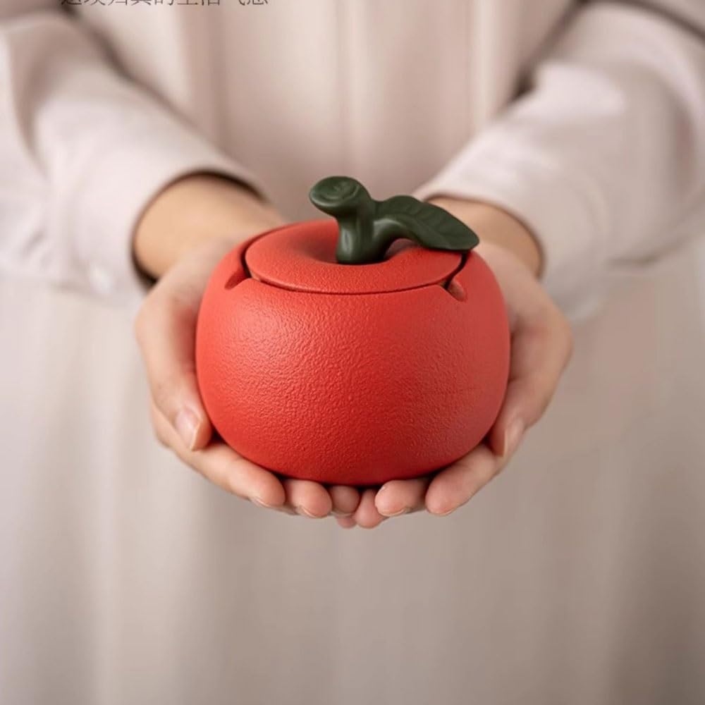 Posacenere decorativo in ceramica a forma di frutta con coperchio, decorazione portatile per interni per casa, stanza e ristorante, per uso desktop, elegante accessorio da tavolo