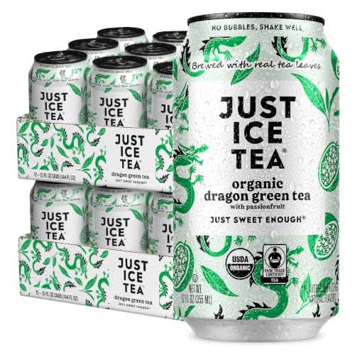 Just Ice Tea, Organic Dragon Green Iced Tea, 24-Pack (12oz Cans)