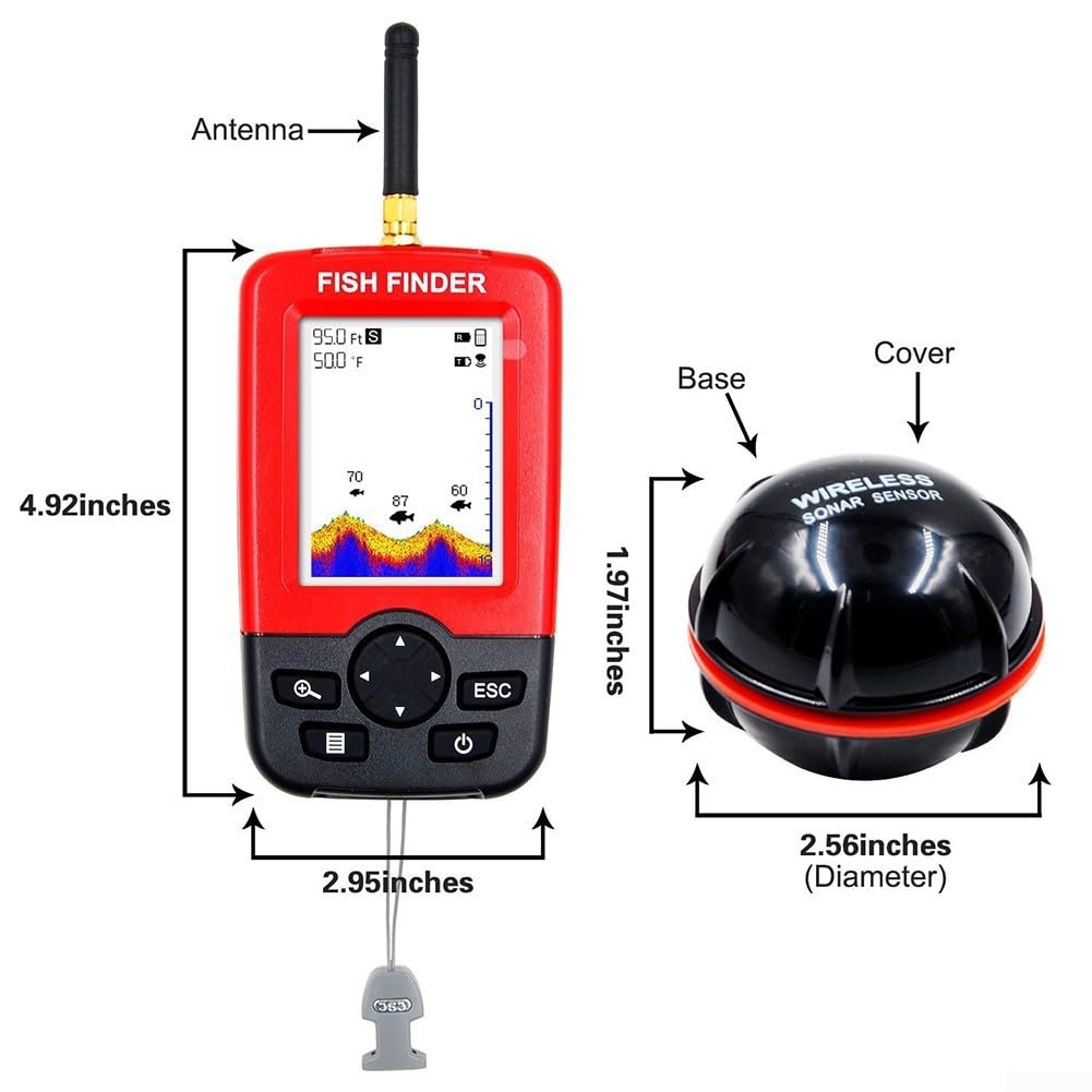 Sonar portátil buscador de peces de profundidad para barco con sonda de 40 m, alarma de profundidad, para pesca en hielo en el mar