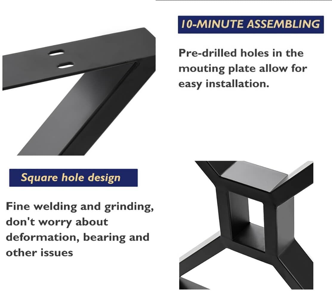 28 Inch High Metal Table Legs, Modern Cast Iron Welded Desk Legs, Metal Home DIY Project for Nightstand, Coffee Table, Desk, etc. with Adjustable Floor Protector, Black 2PCS