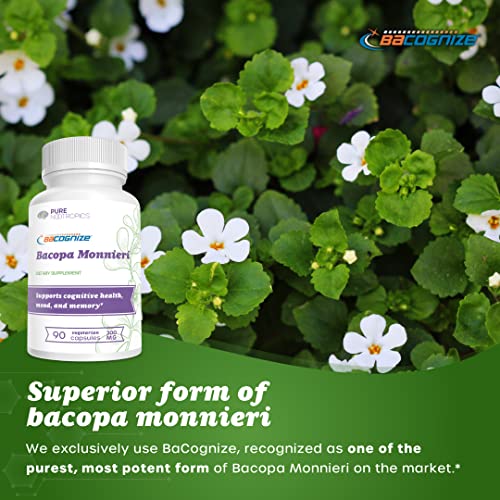 Pure Nootropics Bacognize Bacopa Monnieri Extract 300 Mg – Improve Memory & Learning – Mood & Stress Support – 90 Vegetarian Capsules #TOP6