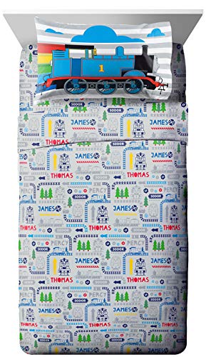 Jay Franco Thomas & Friends Stitch in Time Toddler Sheet Set - 3 Piece Set Super Soft and Cozy Toddlers Bedding - Fade Resistant Microfiber Sheets (Official Mattel Product)