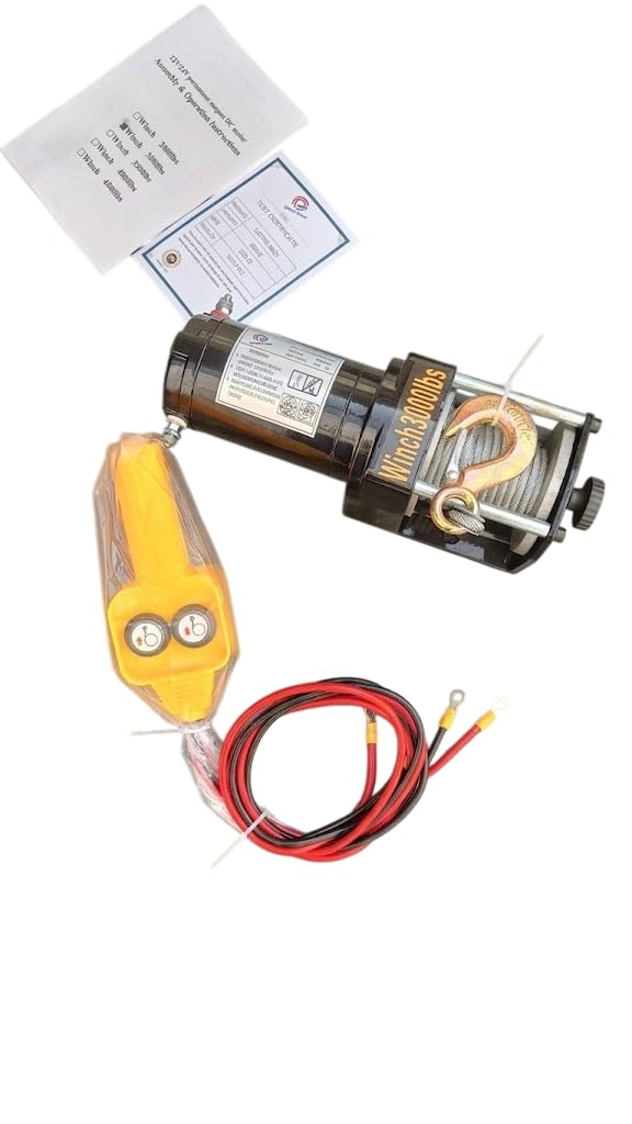 3000 LBS Electric Winch with Remote Control | 5mm x 8M Wire Rope | Heavy Duty 4.8mm Alloy Steel Cable | Battery Operated Off-Road Recovery & Towing Winch for SUV, ATV-image-45