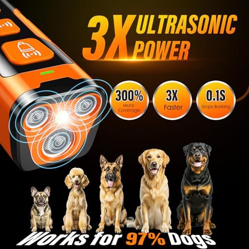 YUYQA Dog Bark Deterrent Device, 3X Ultrasonic Anti Barking, 6 Training Modes 23 FT Range Barks No More Indoors Outdoors Behavior Correct Safe & Humane Rechargeable Compact Bark Control for Dogs - 1