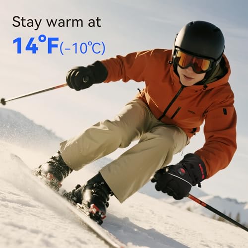 Image of SAVIOR HEAT Heated Gloves for Men Women, Rechargeable Electric Heated Leather Skiing and Snowboarding Gloves
