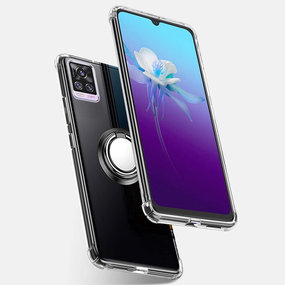 Vivo V20 / V20 SE / Y20 / Y20s / Y20i, Flexible Full Body Protection Cover, Transparent with Ring Grip...