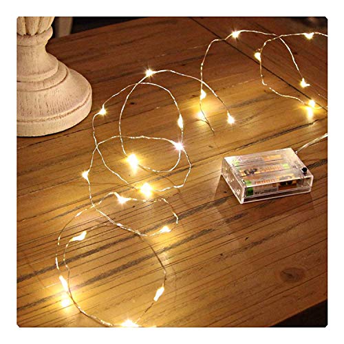 Image of MoonlitDreams 30 LED 3 Meter Waterproof Copper Wire Fairy String Lights Battery Powered for Indoor Outdoor Decoration, Diwali, Christmas, Bedroom, Warm White (Pack of 1)