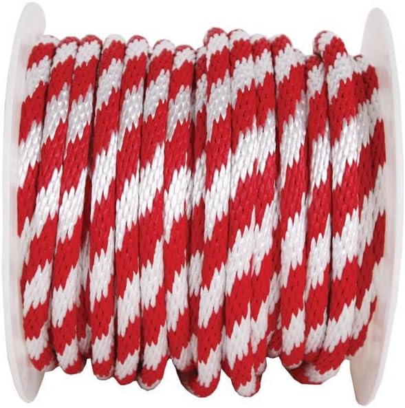 Wellington5/8" Dia. x 200' L Red/White Solid Braided Poly Derby Rope - Case of: 1