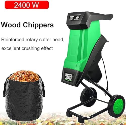 Electric Garden Shredder and Wood Chipper with Leaf Mulcher, 50L Collection Bag, 40mm Max Cutting Capacity, 20M Power Line, Overload Protection for Efficient Lawn and Garden Maintenance