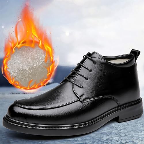 Winter Men's Warm Business Leather Oxfords, Plush Fleece-Lined High-top Dress Shoes, Comfortable & Durable, Ideal for Office Events2
