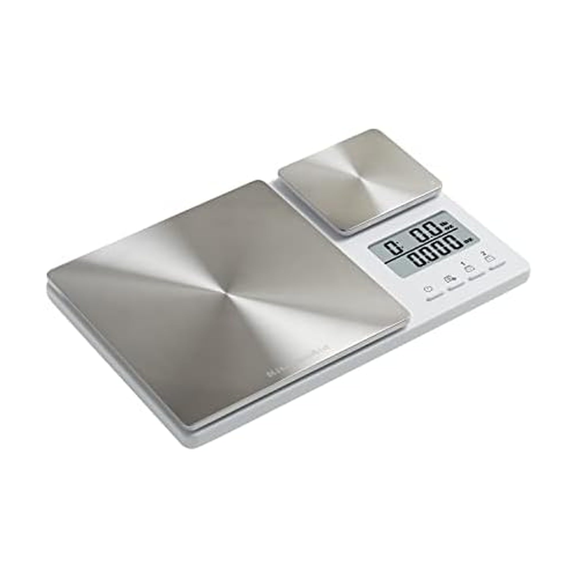 KitchenAidKQ909 Dual Platform Digital Kitchen and Food Scale, 11 Pound Capacity and Precision 16oz Capacity, White with Stainless Steel