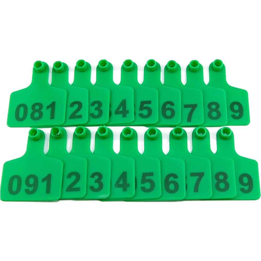 Kolczyki do identyfikacji zwierząt, identyfikacja bydła 001-100/-/901-1000 numerowane plastikowe zawieszki do uszu 2,95" x 2,36" karty identyfikacyjne bydła (zielone, 201-300)