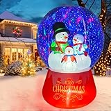 EBANKU 6FT Christmas Inflatable Snow Globe Yard Decorations, Snowmen Family Christmas Inflatable with Colorful Light, Chritsmas Blow Up Decorations for Xmas Outdoor Holiday Yard Lawn Party
