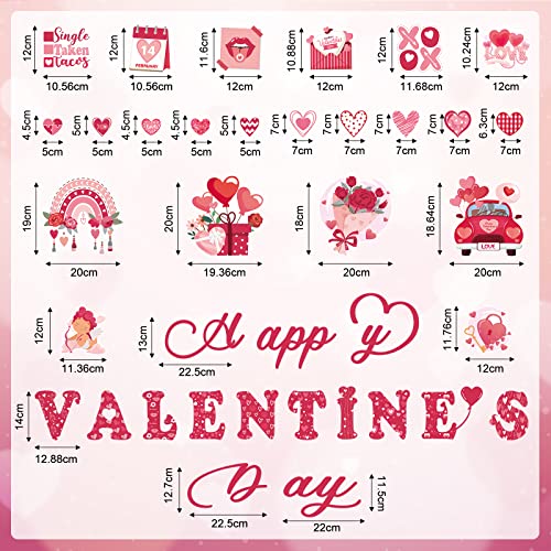 46 Pcs Valentine's Day Cutouts Valentine Rainbows Hearts Cardboard Pink Boho Hearts Bulletin Board Valentine Heart Cutout Bulk For Valentine Party Rooms Home Classroom School Decor #TOP1