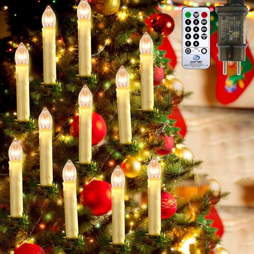 MUSUNIA LED Christbaumkerzen mit Fernbedienung Timer LED Kerzen...