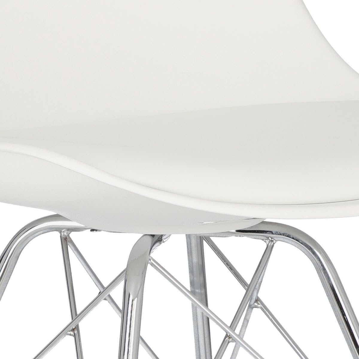 AC Design Furniture Sedia di design Emanuel, in plastica, dimensioni: 48,5 x 85,5 x 54 cm (larghezza x altezza x lunghezza), 4 pezzi, bianco e cromato, 80739