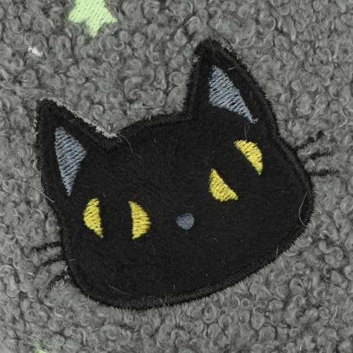 Bioworld Halloween Black Cat Glow Moon & Stars Adult Gray Scuff Slippers3