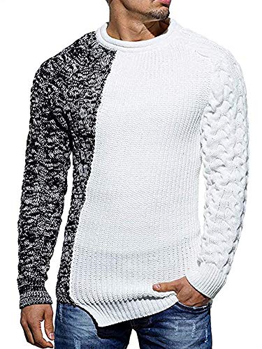 Mens Pullover Sweater Slim Fit Winter Casual Chunky Ribbed Knit Twisted Long Sleeve Sweaters