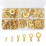 150 Stück ringkabelschuhe,Ringkabelschuh Set,Kabelschuhe set,Flachsteckhülsen Ring-Terminals aus Kupfer ringkabelschuhe set nicht isolierte Terminal Steckverbinder Sortiment Kit M3 M4 M5 M6 M8 M10