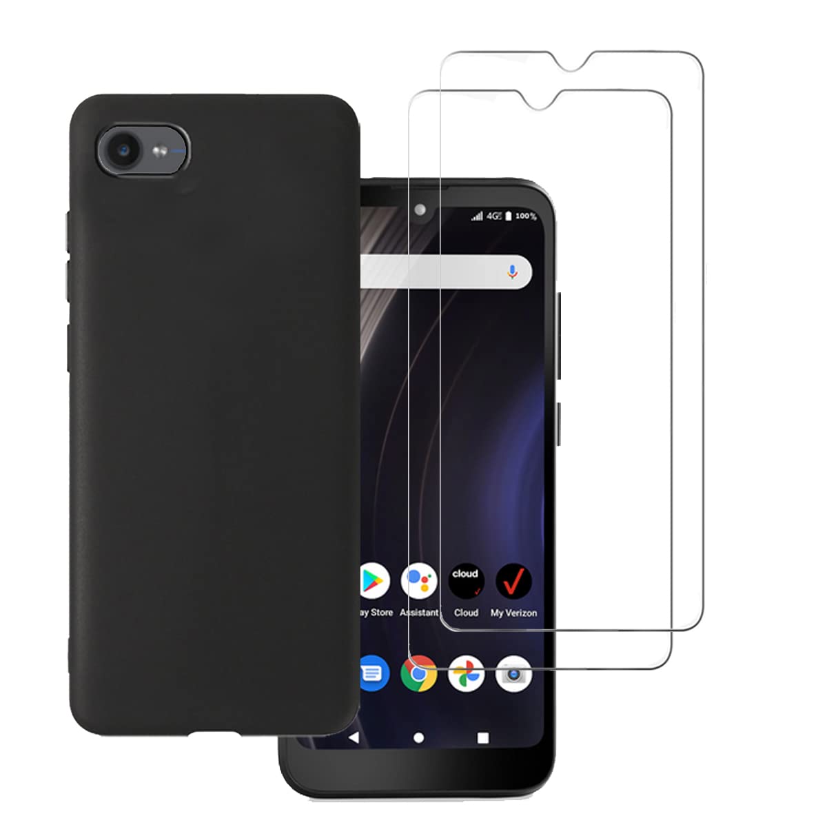 Tznzxm[2-Pack] for Orbic Joy Tempered Glass Screen Protector,Orbic Joy Case, Flexible Soft TPU Scratch Resistant Non-Slip Back Cover Rubber Slim Phone Case for Orbic Joy RC608L