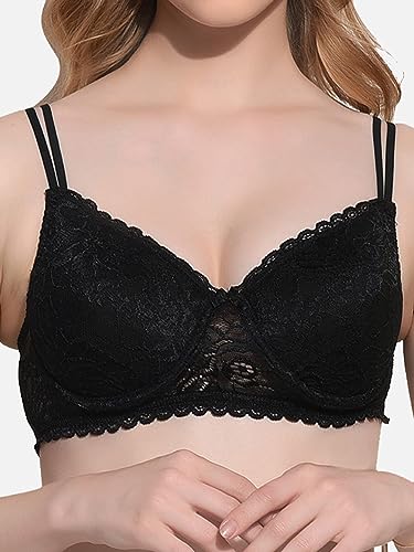 Image of FIMS - Fashion is my style Women Cotton Lycra Floral Lace Lightly Padded Bra Wired Seamless Fullcoverage Multicolor Cup- B