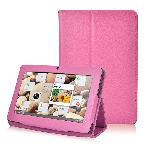 NSSTAR Folio Stand Faux Leather Flip Protection 7-Inch Tablet Case for Zeepad, Chromo, Alldaymall, Matricom, Tagital, Android Tablet Q88, Alldaymall A88X, NeuTab N7 Pro, Chromo Inc - Hot Pink