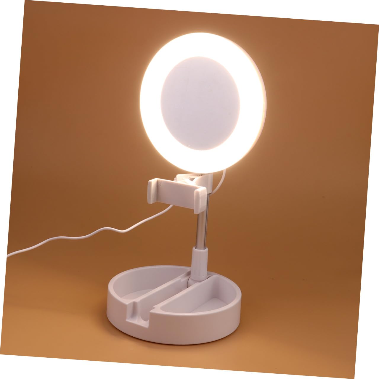 SHINEOFI Luce ad Anello per Selfie LED Lampada per Trucco con Supporto per Cellulare Luce LED Regolabile Lampada da Tavolo per Bellezza e Fotografia Bianco